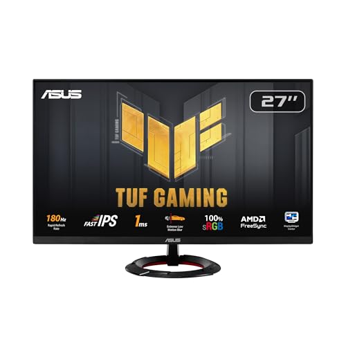ASUS TUF Gaming VG279Q3R – 27 Zoll Full HD Monitor – 180 Hz, 1ms GtG, G-Sync, FreeSync, Adaptive Sync, ELMB, GameFast Input – Fast-IPS Panel, 16:9, 1920×1080, DisplayPort, HDMI, Speaker