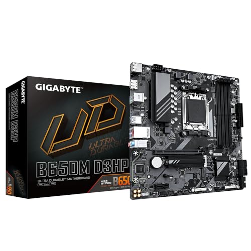 GIGABYTE B650M D3HP Mainboard – AMD Ryzen 9000er-Serie, 5+2+2 Phasen VRM, bis zu 7600 MHz DDR5 (OC), 2xPCIe 4.0 M.2, 2,5 GbE LAN, USB 3.2 Gen 1