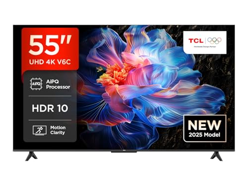TCL 55V6C 55 Zoll Direct LED TV, 4K HDR Fernseher, Smart TV mithilfe von Google TV (Dolby Audio, Motion Clarity, Kompatibel mit Google Assistant & Alexa)