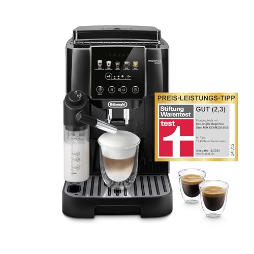 De'Longhi Magnifica Start ECAM220.91.B, Kaffeevollautomat mit LatteCrema-Milchsystem für Automatischen Cappuccino, 5-Direktwahl-Tasten, Soft-Touch-Bedienfeld, x2-Funktion, Schwarz
