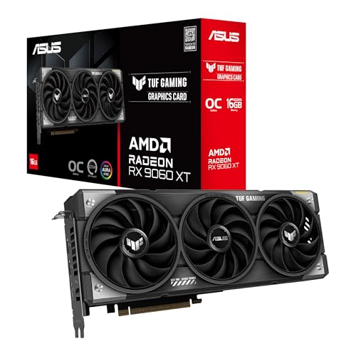 ASUS TUF Gaming Radeon RX 9060 XT OC Edition 16GB GDDR6 Gaming Grafikkarte (AMD Radeon RX9060XT, AMD RDNA 4 Architektur, PCIe 5.0, 1x HMDI 2.1b, 2X DisplayPort 2.1a, RGB, TUF-RX9060XT-O16G-GAMING)