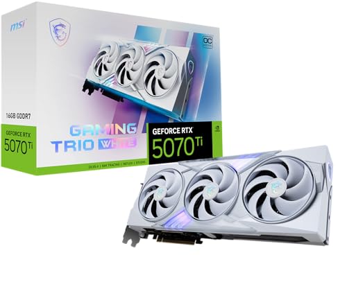 GeForce RTX 5070 Ti 16G Gaming Trio OC White — 16GB GDDR7 (28Gbps/256-bit), PCIe 5, Boost: 2572 MHz, HDMI 2.1b, DisplayPort 2.1b