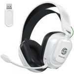 Skapendy 2,4GHz Wireless Gaming Headset mit Mikrofon für PS5, PS4, PC, Mac, Switch, VK84 Bluetooth Gaming Kopfhörer mit Noise Cancelling Mikrofon, 3D Surround Sound, LED-Lichter, 50 Std Spielzeit