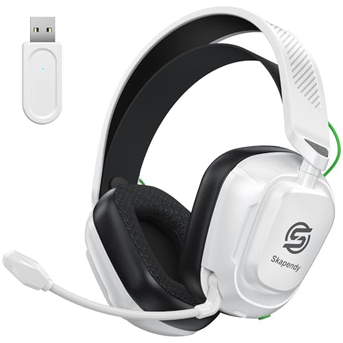 Skapendy 2,4GHz Wireless Gaming Headset mit Mikrofon für PS5, PS4, PC, Mac, Switch, VK84 Bluetooth Gaming Kopfhörer mit Noise Cancelling Mikrofon, 3D Surround Sound, LED-Lichter, 50 Std Spielzeit