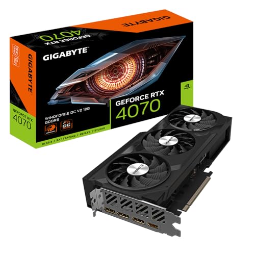 Gigabyte GeForce RTX 4070 WINDFORCE OC V2 12G Grafikkarte – 12GB GDDR6, 192bit, PCI-E 4.0, 2490MHz Core Clock, 3 x DisplayPort 1.4a, 1 x HDMI 2.1a, NVIDIA DLSS 3, GV-N4070WF3OCV2-12GD