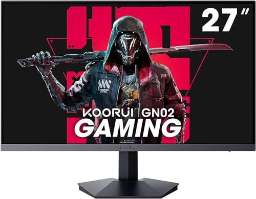 KOORUI Gaming Monitor 27 Zoll, PC Bildschirm 240Hz, FHD, 1ms, Adaptive Sync (1920 x 1080p, DCI-P3 90%, SRGB 100%, HDMI, DisplayPort, VESA 75x75)