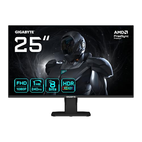 GIGABYTE GS25F2A 25" FHD Gaming-Monitor - 1920 x 1080, 240Hz, 1ms, 300 cd/m², Display HDR 10, HDMI 2.0, DisplayPort 1.4