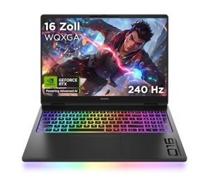 Omen MAX Gaming Laptop, 16 Zoll WQXGA Display 240Hz, AMD Ryzen AI 7 350 (8C) 50 NPU Tops - bis zu 5.0 GHz, NVIDIA GeForce RTX 5070 Ti 12GB VRAM, 32 GB RAM, 1 TB SSD, Win 11, QWERTZ, RGB Light, Schwarz