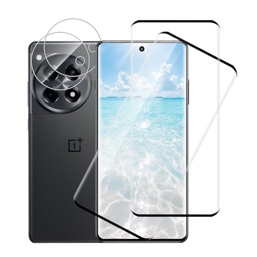 Carantee 2+2 Stück Schutzfolie für Panzerglas für OnePlus 12 5G, 3D Keine Blasen Folie mit Kameraschutz, Hochempfindliche Kratzfest Ultraklarem Displayschutzfolie für OnePlus 12 Schutzglas