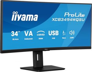 iiyama Prolite XCB3494WQSU-B1 Curved 1500R 86,7cm 34 Zoll VA LED-Monitor UWQHD HDMI DP USB3.2 USB-C 7.5W Adaptive Sync Höhenverstellung schwarz