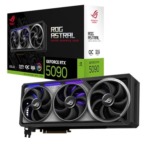 ASUS ROG Astral GeForce RTX 5090 32GB GDDR7 OC Edition Gaming Grafikkarte (Nvidia GeForce RTX5090, Vier Lüfter, 3.8-Slot-Design, PCIe 5.0, 2X HDMI 2.1b, 3X DisplayPort 2.1a)