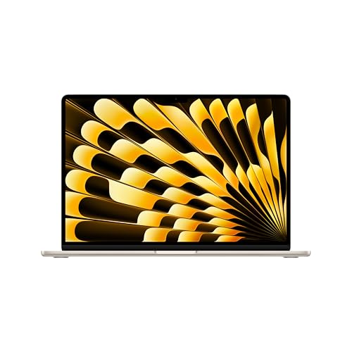 Apple 2024 15″ MacBook Air Laptop mit M3 Chip: 15,3″ Liquid Retina Display, 16 GB gemeinsamer Arbeitsspeicher, 512 GB SSD Speicher, beleuchtete Tastatur, 1080p FaceTime HD Kamera, Touch ID, Polarstern
