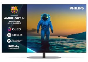 Philips Ambilight 55OLED810 4K OLED Smart TV - 55 Zoll Display mit P5 AI Perfect Picture Engine Ultra HD, Titan OS, Dolby Vision und Atmos Sound - Funktioniert mit Alexa und Google Sprachassistent