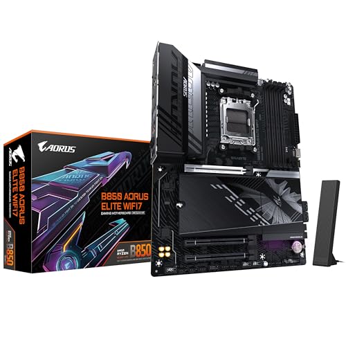 GIGABYTE B850 AORUS Elite WIFI7 Motherboard – AMD Ryzen 9000 Serie CPUs, 14+2+2 Phasen digitales VRM, bis zu 8200MHz DDR5 (OC), 1xPCIe 5.0 + 2xPCIe 4.0 M.2, 2,5 LAN, WiFi 7, USB 3.2 Gen 2×2