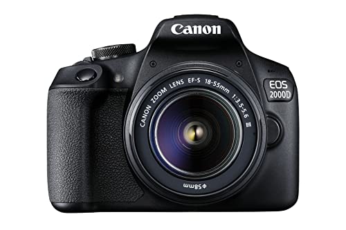Canon EOS 2000D Spiegelreflexkamera – mit Objektiv EF-S 18-55 F3.5-5.6 III (24,1 MP, DIGIC 4+, 7,5 cm (3.0 Zoll) LCD, Display, Full-HD, WiFi, APS-C CMOS-Sensor), schwarz