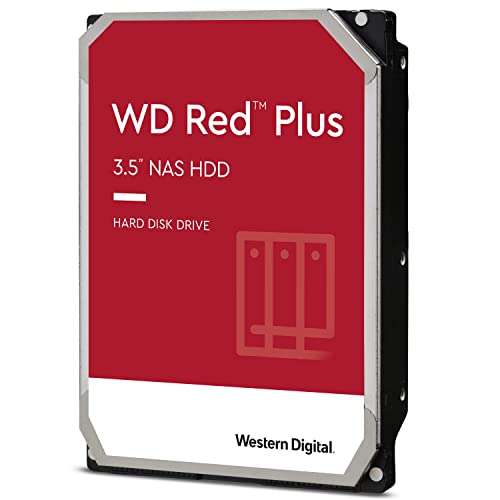 WD Red Plus interne Festplatte NAS 4 TB (3,5“, Workload-Rate 180 TB/Jahr, 5.400 U/min, 256 MB Cache, NASware-Firmware für Kompatibilität, 8 Bays) Rot
