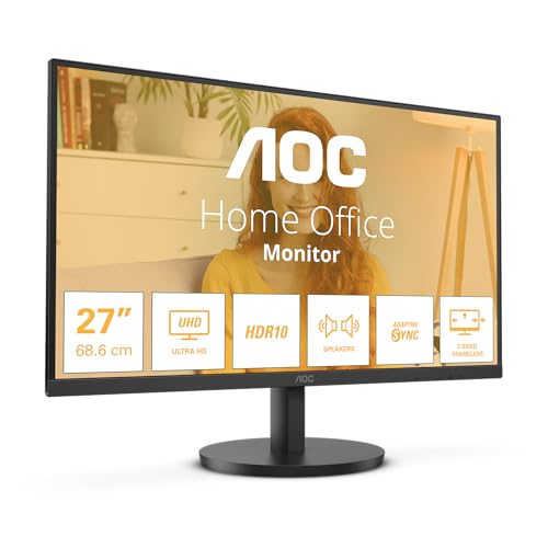 AOC U27B3A – 27 Zoll UHD Monitor, Lautsprecher, HDR10 (3840×2160, 60 Hertz, HDMI 2.0, DisplayPort 1.4) schwarz