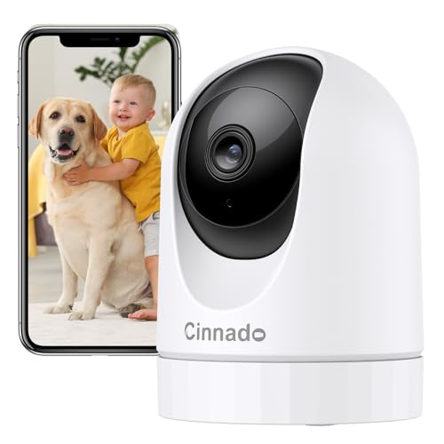 Cinnado Überwachungskamera Innen – 2K Babyphone mit Kamera, 360 Grad WLAN Indoor Hundekamera mit APP, Automatische Verfolgung, Zwei-Wege-Audio, Bewegungserkennung, Nachtsicht, kompatibel mit Alexa