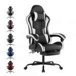 WOTSTA Gaming Chair Computerstuhl Ergonomischer Gaming Stuhl mit Fußstütze Bürostuhl Ergonomischer Computerstuhl mit Lendenwirbelstütze (BLKWT)