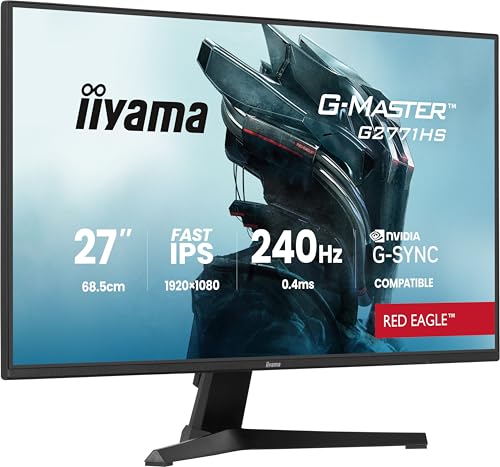 iiyama G-Master Red Eagle G2771HS-B1 68,6cm 27" Fast IPS LED Gaming Monitor Full-HD 240Hz HDMI DP 0.4ms G-SYNC schwarz
