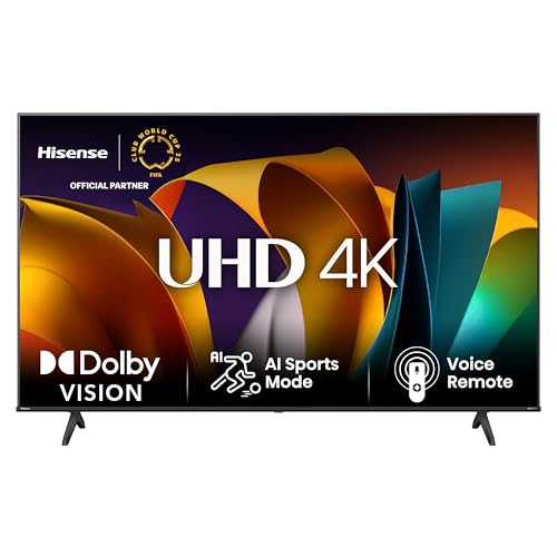 Hisense 55E6NT 139cm (55 Zoll) Fernseher, 4K UHD Smart TV, Precision Colour, HDR, Dolby Vision, 60Hz, Triple Tuner DVB-C/S/S2/T/T2, WiFi, HDMI 2.1, Bluetooth, Alexa Built-in, Schwarz, [2024]