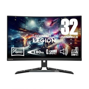 Lenovo Legion R32qc-30 | 31,5" QHD Curved Gaming Monitor | 2560x1440 | 180Hz | 350 nits | 0,5ms Reaktionszeit | VA-Panel | HDMI | DisplayPort | AMD FreeSync | entspiegelt | 8,3kg | schwarz