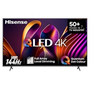 Hisense 65E7NQ Pro 164 cm (65 Zoll) Fernseher, 4K UHD, QLED, Smart TV, Total HDR, Dolby Vision IQ Atmos, 144Hz (VRR), HDMI 2.1, Game Mode PRO, Triple Tuner, Alexa Built-In, Dunkelgrau, [2024]