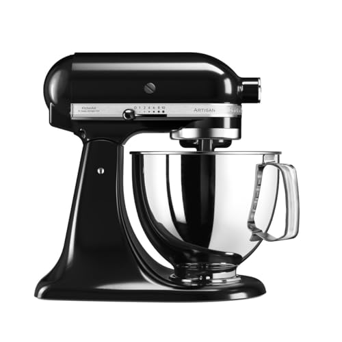 KitchenAid Küchenmaschine – Artisan – Kippbarem Food Processor – Teigknetmaschine mit 3 Zubehör und Schüssel aus Edelstahl – 4.8 L – Onyx schwarz