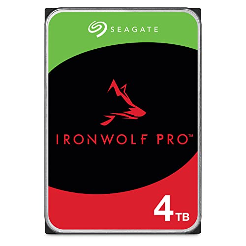 Seagate IronWolf Pro 4 TB, NAS interne Festplatte, 3.5 Zoll, 7200 U/Min, CMR, 256 MB Cache, SATA 6 GB/S, inkl. 3 Jahre Rescue Service, Modellnr.: ST4000NT001