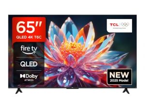 TCL 65T6C 65 Zoll QLED Fernseher, 4K UHD Fire TV, HDR10+, Dolby Vision & Atmos, Smart TV mit Sprachsteuerung mit Alexa, Google Cast & AirPlay 2