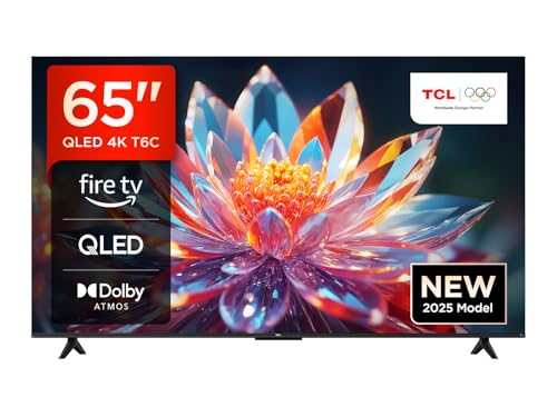 TCL 65T6C 65 Zoll QLED Fernseher, 4K UHD Fire TV, HDR10+, Dolby Vision & Atmos, Smart TV mit Sprachsteuerung mit Alexa, Google Cast & AirPlay 2