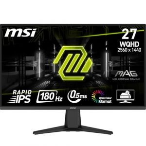 MSI MAG 275QF 27 Zoll WQHD Gaming Monitor - 2560 x 1440 Rapid IPS Panel, 180 Hz / 0.5ms (GtG, Min.),101% sRGB Colour Gamut, Frameless Design, HDR Ready - DisplayPort 1.4, HDMI 2.0b(WQHD@144Hz)