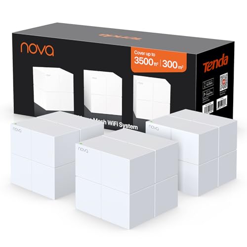 Tenda Nova MW6 Mesh WLAN System – AC1200 Dual Band Mesh Set – empfohlen für Häuser mit 3-4 Schlafzimmern – 6xGigabit Port – Ersetzt Router und Repeater- APP Steuerung – WPA2-3er Pack