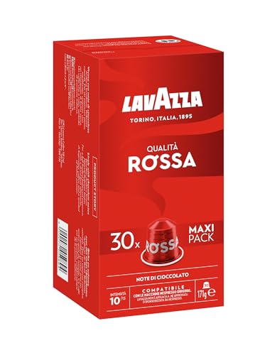 Lavazza Espresso Qualita Rossa , vollmundiger und ausgewogener Espresso, 30 Kapseln, Nespresso kompatibel