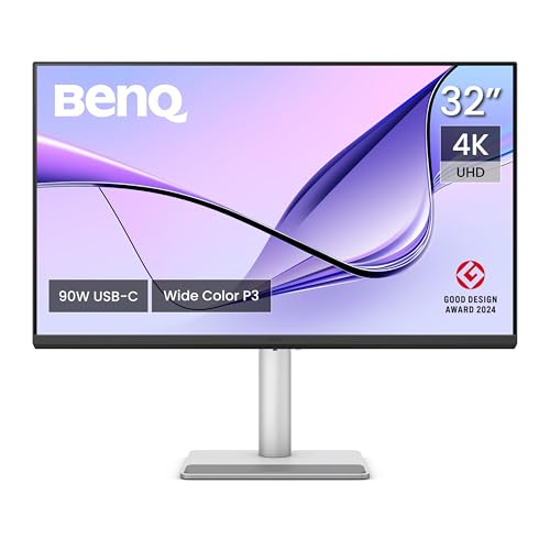 BenQ MA320U 32 Zoll 4K 3840x2160 Monitor für MacBook Pro/Air, Dual USB-C, 90W-Stromversorgung, Mac Color Match, USB-Hub, Helligkeits- und Lautstärkeregelung auf Mac, Verstellbarer Fuß, P3-Farbraum