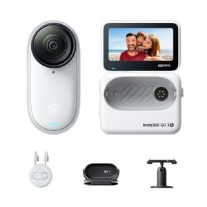 Insta360 GO 3S 128 GB - Tragbare 4K Mini-Kamera, Freihand-POVs, Überall anbringbar, Stabilisierung, 140 min Akku, 10 m wasserdicht, KI-Bearbeitung, Apple Find My, für Vlogs, Reisen, Outdoor