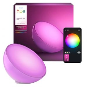 Philips Hue White & Color Ambiance Go Tischleuchte (530 lm), dimmbare LED Leuchte für das Hue Lichtsystem mit 16 Mio. Farben, smarte Lichtsteuerung über Sprache oder App, weiß
