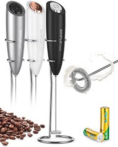SIMPLETASTE Milchaufschäumer Elektrisch, Handheld Schaumbereiter mit 2 Batterie und Stab, Milk Frother für Cappuccino, Kugelsicherer Kaffee, Latte