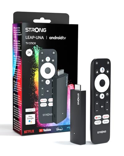 STRONG Leap-UNA Android TV Streaming Stick, WiFi, Integrierter Chromecast, Android 11 TV-Box, Google Assistant, HDR10+, Dolby Audio & Dolby Vision, Google Play, Netflix, YouTube