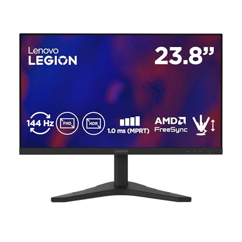 Lenovo Legion R24s | 24″ Full HD Gaming Monitor | 1920×1080 | 16:9 | 144Hz | 1ms Reaktionszeit | HDMI | DisplayPort | IPS-Panel | Standfuß | Entspiegelt | TÜV Augenschutz | schwarz | 3.5. kg