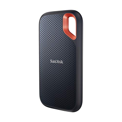 SanDisk Extreme Portable SSD 2 TB (tragbare NVMe SSD, USB-C, bis zu 1.050 MB/s Lesen/1.000 MB/s Schreiben, fallsicher aus bis zu 3 m, wasser- und staubbeständig) Schwarz