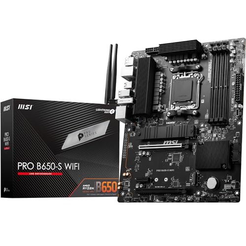 MSI PRO B650-S WiFi Motherboard, ATX - Unterstützt AMD Ryzen 7000 Serie Prozessoren, AM5 - DDR5 Memory Boost 6000+MHz/OC, 2 x PCIe 4.0 x16, 2 x M.2 Gen4, Wi-Fi 6E