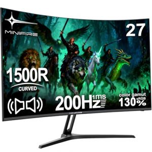 Minifire Gaming Curved Monitor 27 Zoll 200Hz 1Ms 130% sRGB Monitor mit Sprecher 1920 * 1080 VA Panel （MFG27C1 mit HDMI-Kabel）