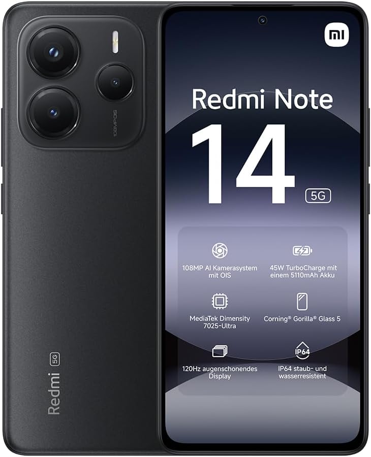 👑 Xiaomi Redmi Note 14 5G Smartphone, 8 + 256GB, Black, 108MP AI-Kamerasystem, 5110mAh Akku, 120Hz Augenschutzdisplay, AI-Funktionen (kein Ladegerät enthalten)199,90€ statt 299,89€ – 34,0 🔥🚚 Verkauft durch Amazon und Versand durch Amazon2,436 Bewertungen: 4.3 / 5.0 ⭐️⭐️⭐️⭐️🛒 zu Amazon https://www.amazon.de/dp/B0DKP645L3/?th=1&tag=preisfehlerheute-21#038;psc=1&tag=preisfehlerheute-21