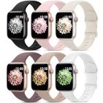 AMSKY 6 Stück Silikon Sport Armbänder Kompatibel mit Apple Watch Armband 44mm 40mm 46mm 42mm 41mm 45mm 38mm 49mm Damen Herren, Weiche Band Kompatibel mit iWatch Armband 11 10 9 8 7 6 5 4, SE 3 2 1