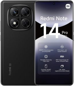 Xiaomi Redmi Note 14 Pro 5G Smartphone, 12 + 512GB, Black, 200MP professionelle AI-Kamera, IP68, 45W TurboCharge mit 5110mAh Akku, AI-Funktionen (kein Ladegerät enthalten)