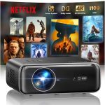 Smart Beamer mit Netflix, Dolby Audio, WiMiUS 1100 ANSI Autofokus/6D Trapezkorrektur Led Beamer 4K Heimkino Unterstützt, WiFi6 Bluetooth Full HD 1080P Outdoor Tageslicht Projektor für Android/iPhone