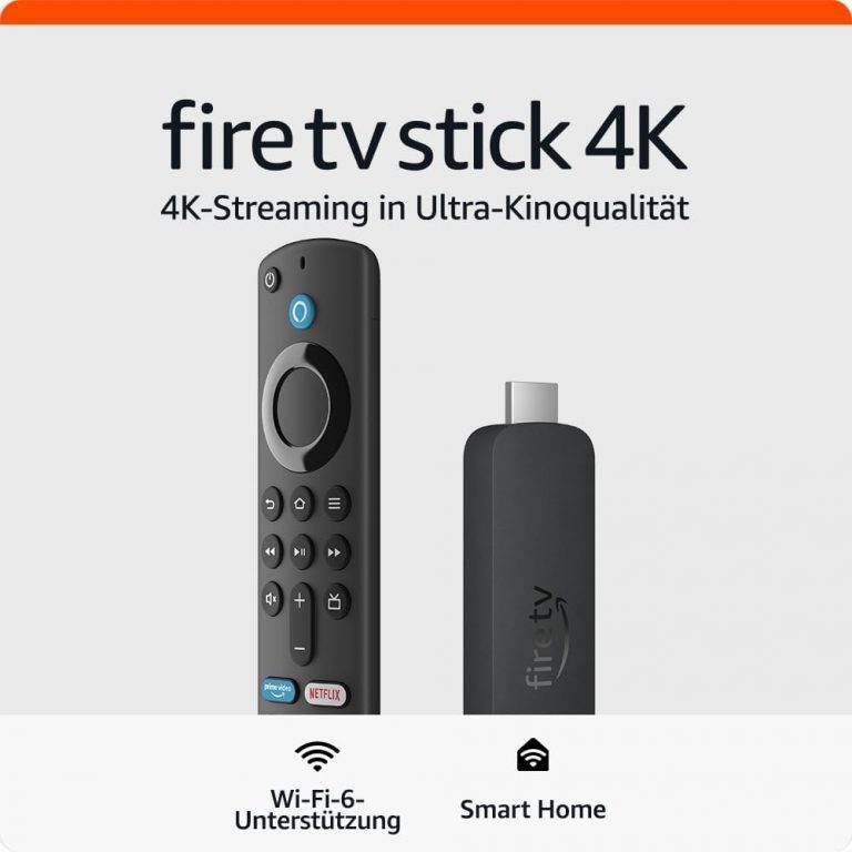 Zertifiziert und generalüberholt Amazon Fire TV Stick 4K, mit Unterstützung für Wi-Fi 6 sowie Streaming in Dolby Atmos und HDR.