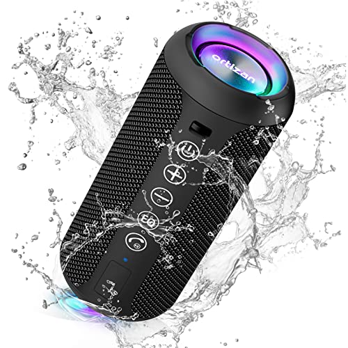 Ortizan Bluetooth Lautsprecher, Musikbox Bluetooth 5.3, Lautsprecher wasserdicht IPX7, RGB Licht, 30h Akku, Bass Boost, TWS Paarung, AUX, Micro SD, 3 EQ, Eingebautes Mikrofon für Reisen Camping