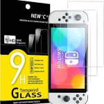 NEW'C 3 Stück für Nintendo Switch (modèle OLED) für Panzerglas, Frei von Kratzern, 9H Härte, HD Displayschutzfolie, 0.33mm Ultra-klar, Ultrabeständig